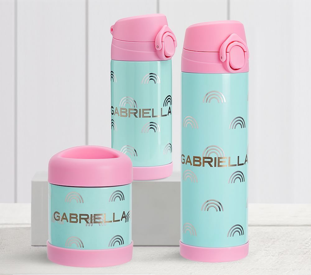 Mackenzie Aqua Silver Foil Rainbows Hot & Cold Container